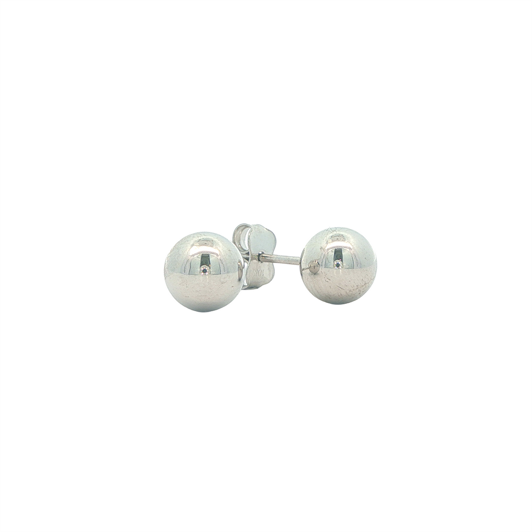 10K White Gold Ball Stud Earrings
