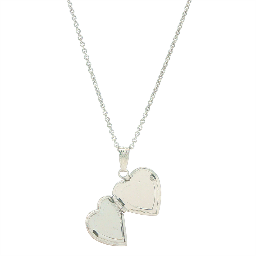 Stering Silver Heart Locket Necklace 15"