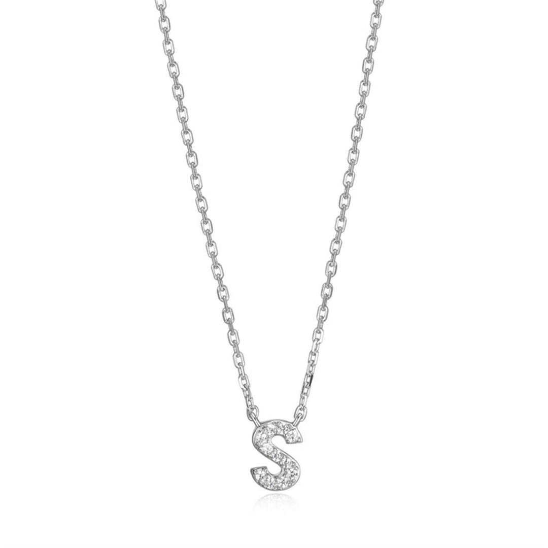 REIGN Sterling Silver CZ "S" 18" Necklace