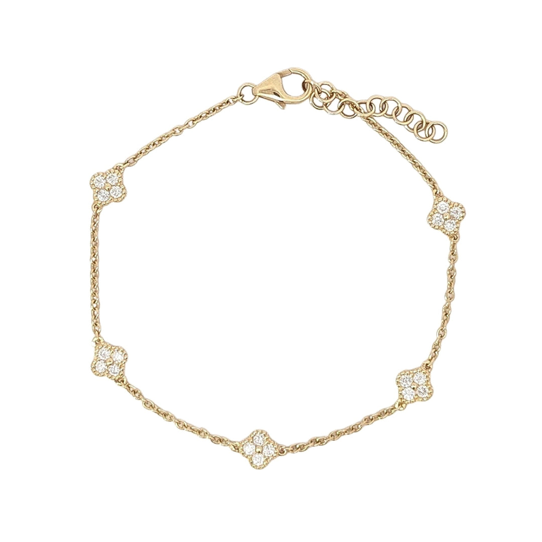 14KT Yellow Gold 0.39ctw Diamond 7" Flower Bracelet