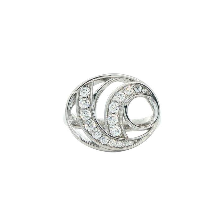 ELLE Sterling Silver "Between" CZ Oval Ring
