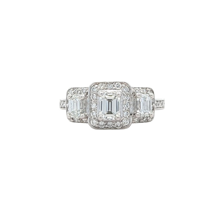 14KT White Gold 1.01ctw Diamond Estate Engagement Ring