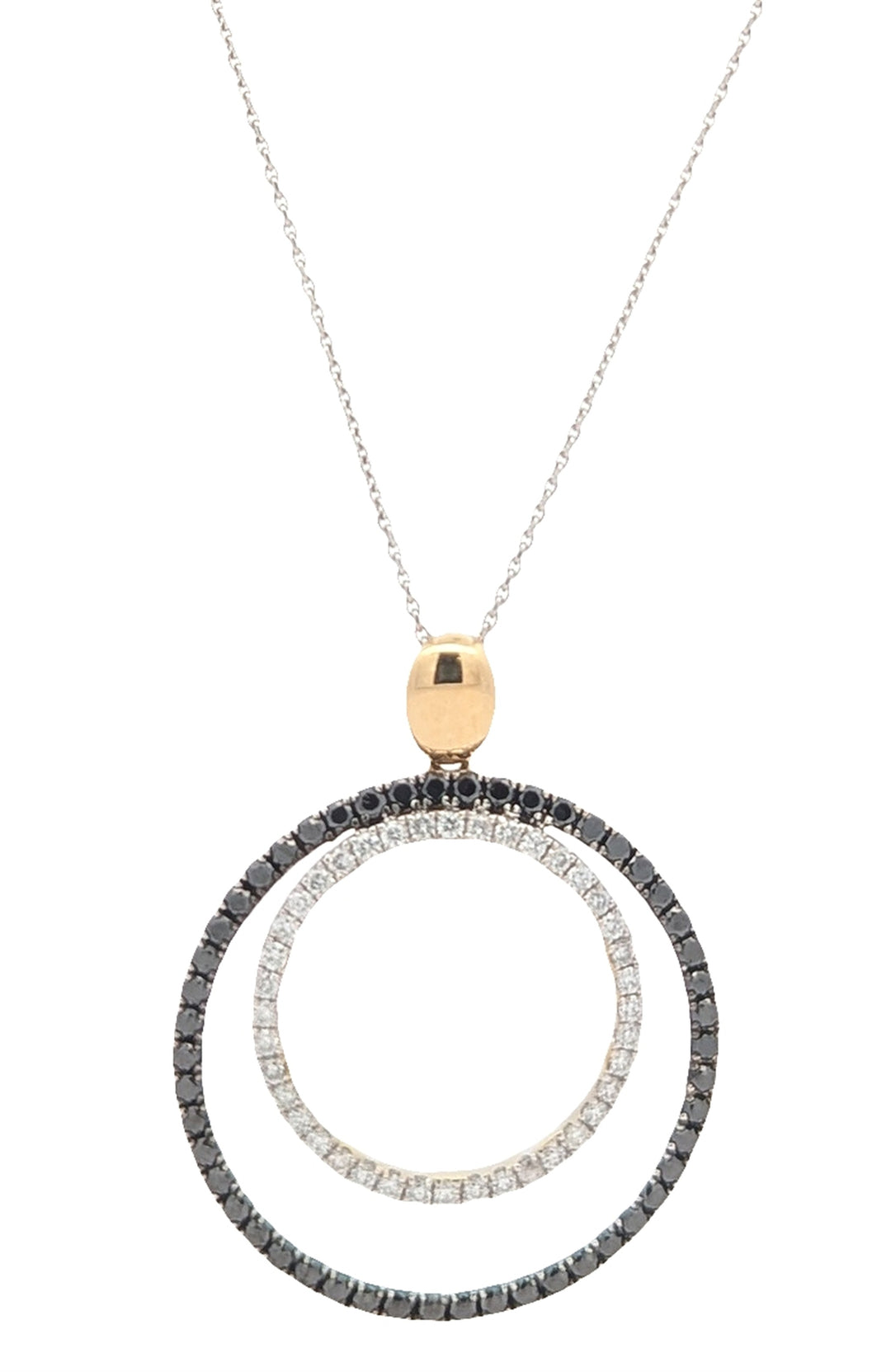 18KT White and Yellow Gold 1.00ctw Black and White Diamond 18" Estate Necklace
