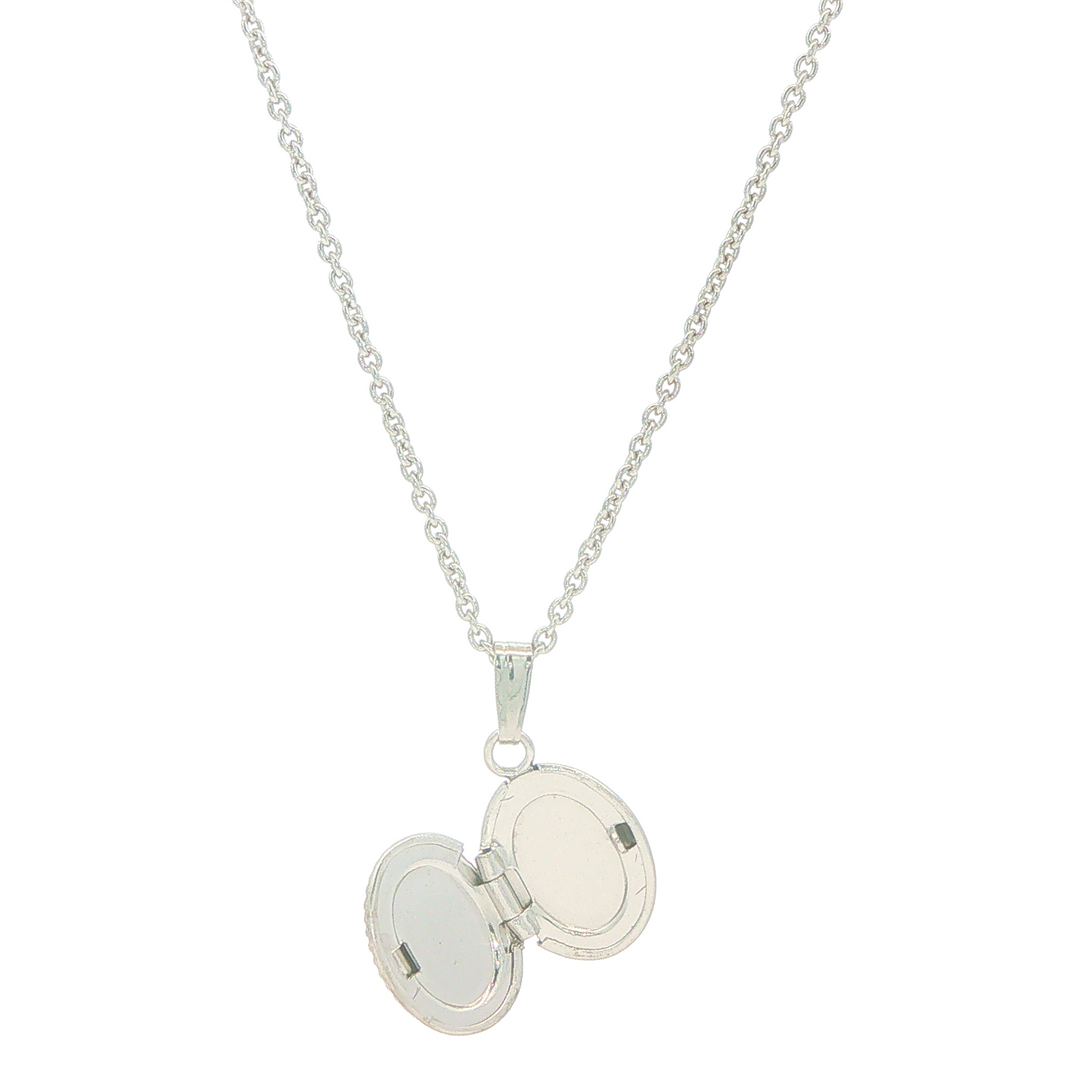 Stering Silver Oval Locket Neckace 13"