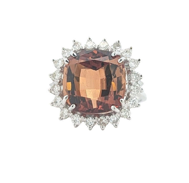 14KT White Gold Natural Dravite Tourmaline and 0.61ctw Diamond Estate Ring