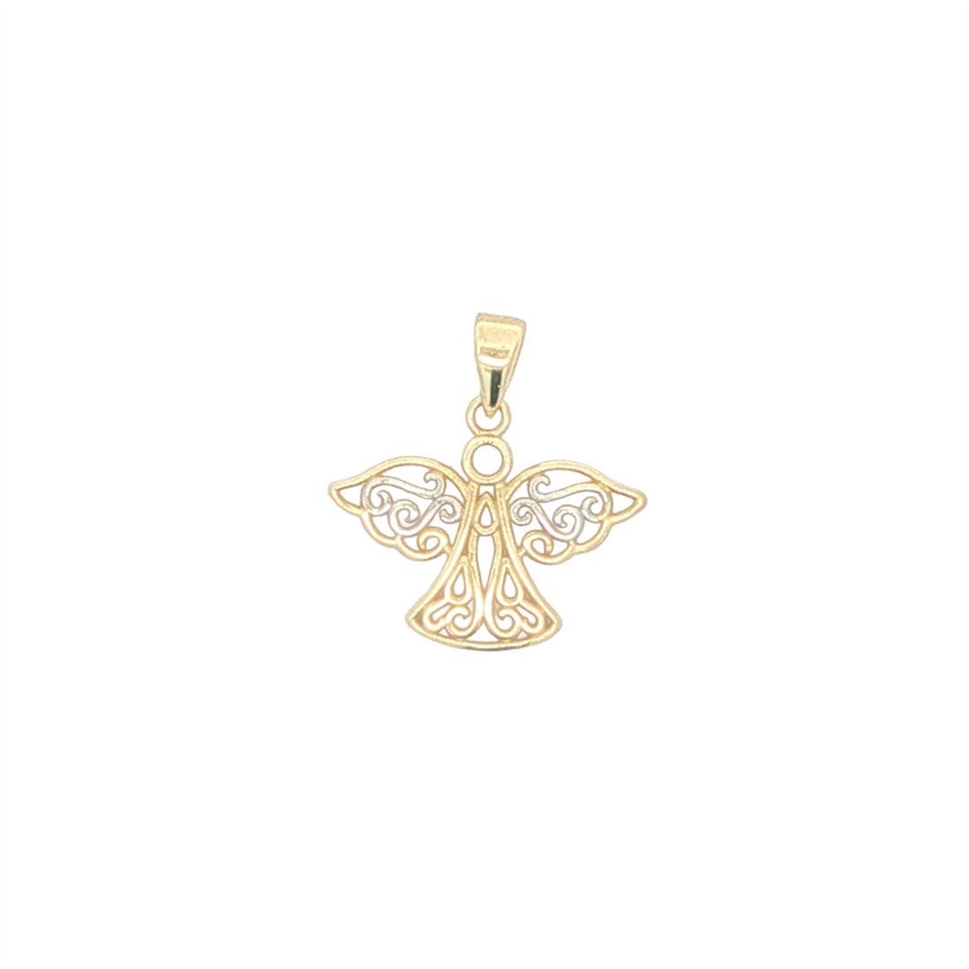 10KT White and Yellow Gold Filigree Angel