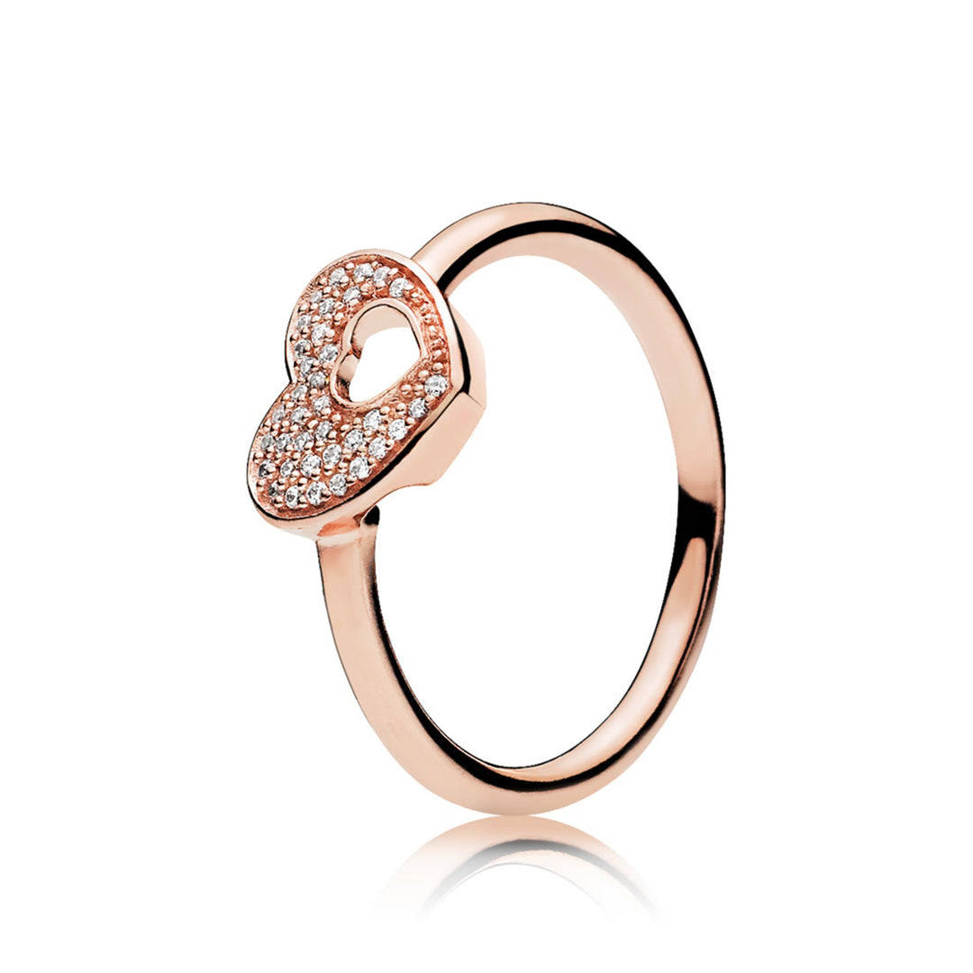 Heart ring in PANDORA Rose with 36 micro bead-set clear CZ