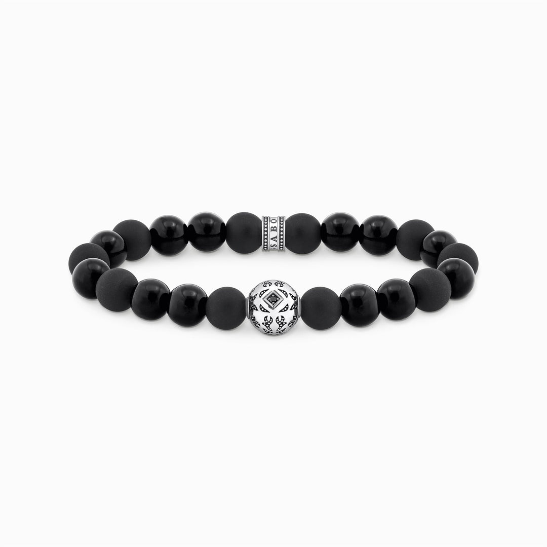 Thomas Sabo Sterling Silver Blackened Obsidian Bead Bracelet