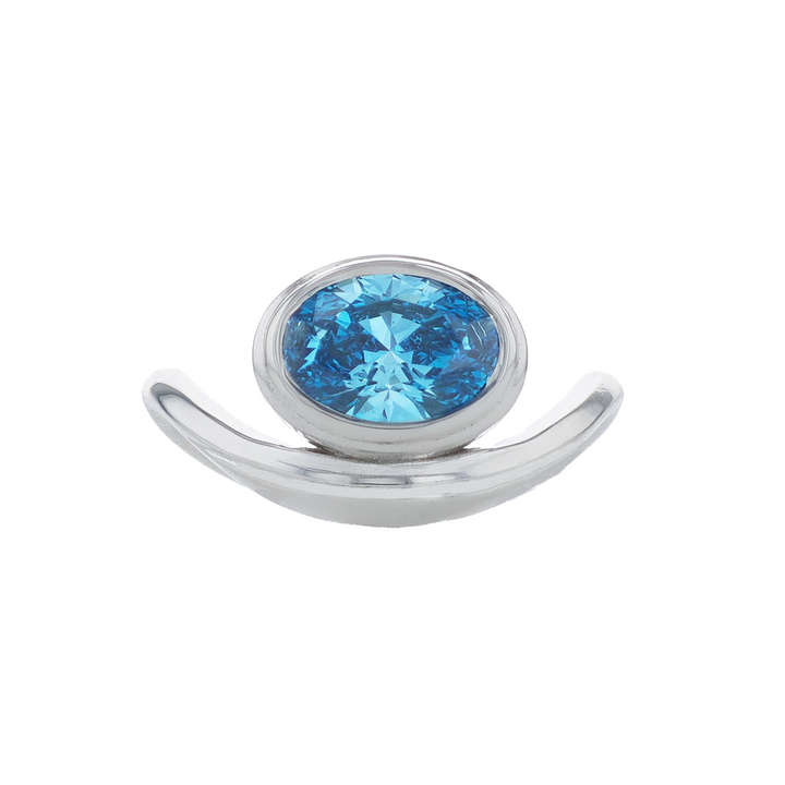 HARMONY CUSTOM 14KT White Gold 1.50ct Lab Grown Fancy Blue Oval Cut Solitaire Diamond Ring