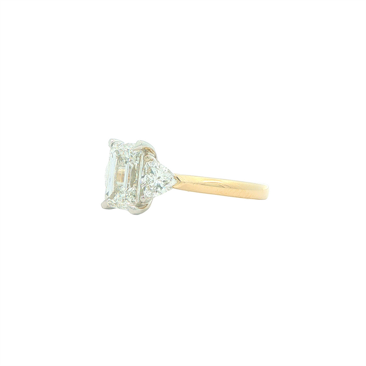 14KT Yellow and White Gold 2.5cttw Lab Grown Emerald Cut Diamond Engagement Ring