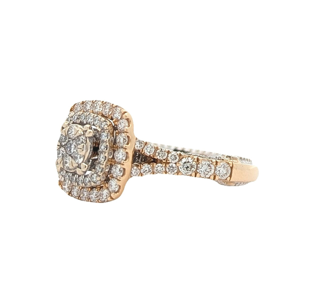 18KT Yellow and White Gold 1.22ctw Diamond Cluster Estate Ring
