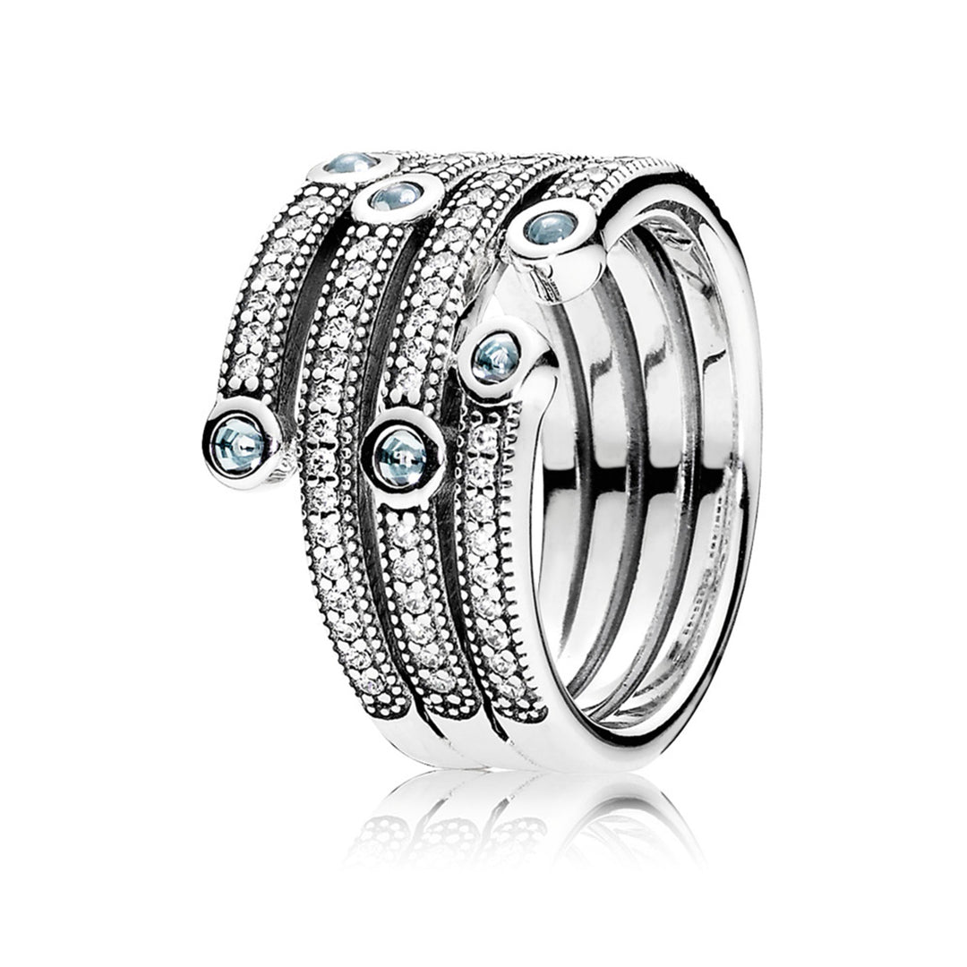 Ring Shimmering Ocean with Frosty Mint and Clear CZ
