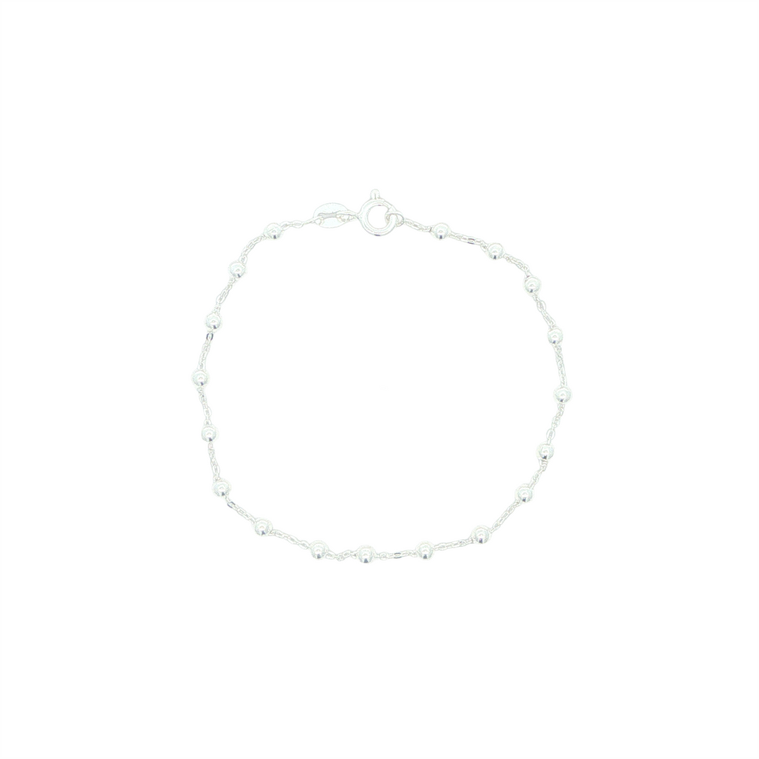 Sterling Silver 3mm Bead Chain Bracelet 7"