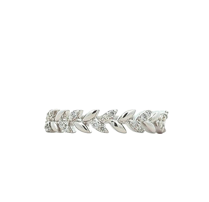 10K White Gold Diamond Leaf Band