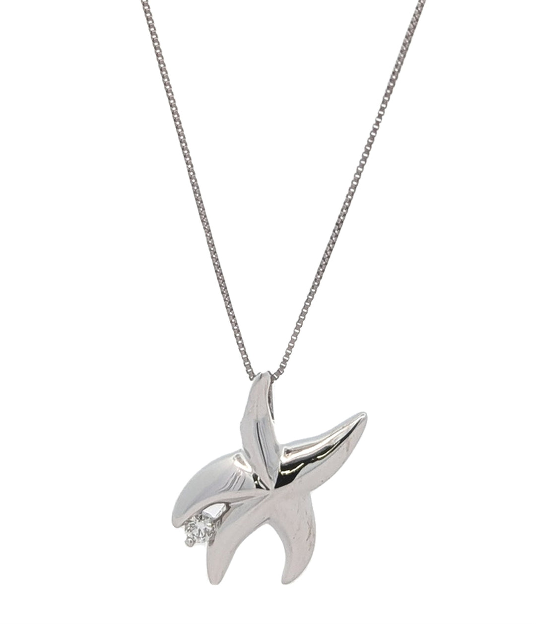 10KT White Gold 0.04ctw Diamond Star Necklace