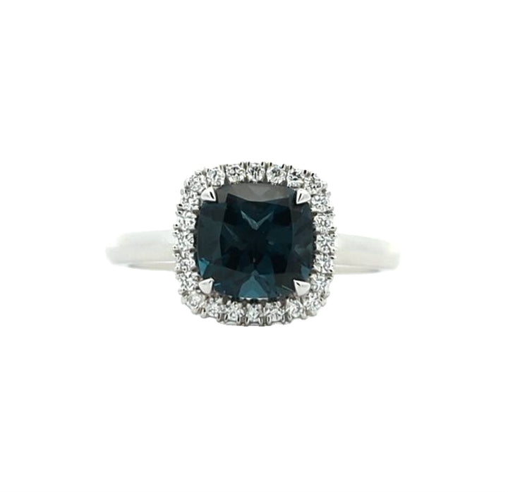 14KT White Gold 1.76ct Blue Topaz and 0.16ctw Diamond Ring