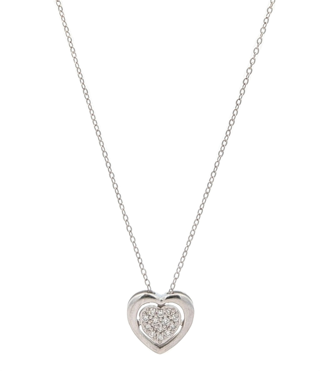 10KT White Gold 0.05ctw Diamond Heart Necklace