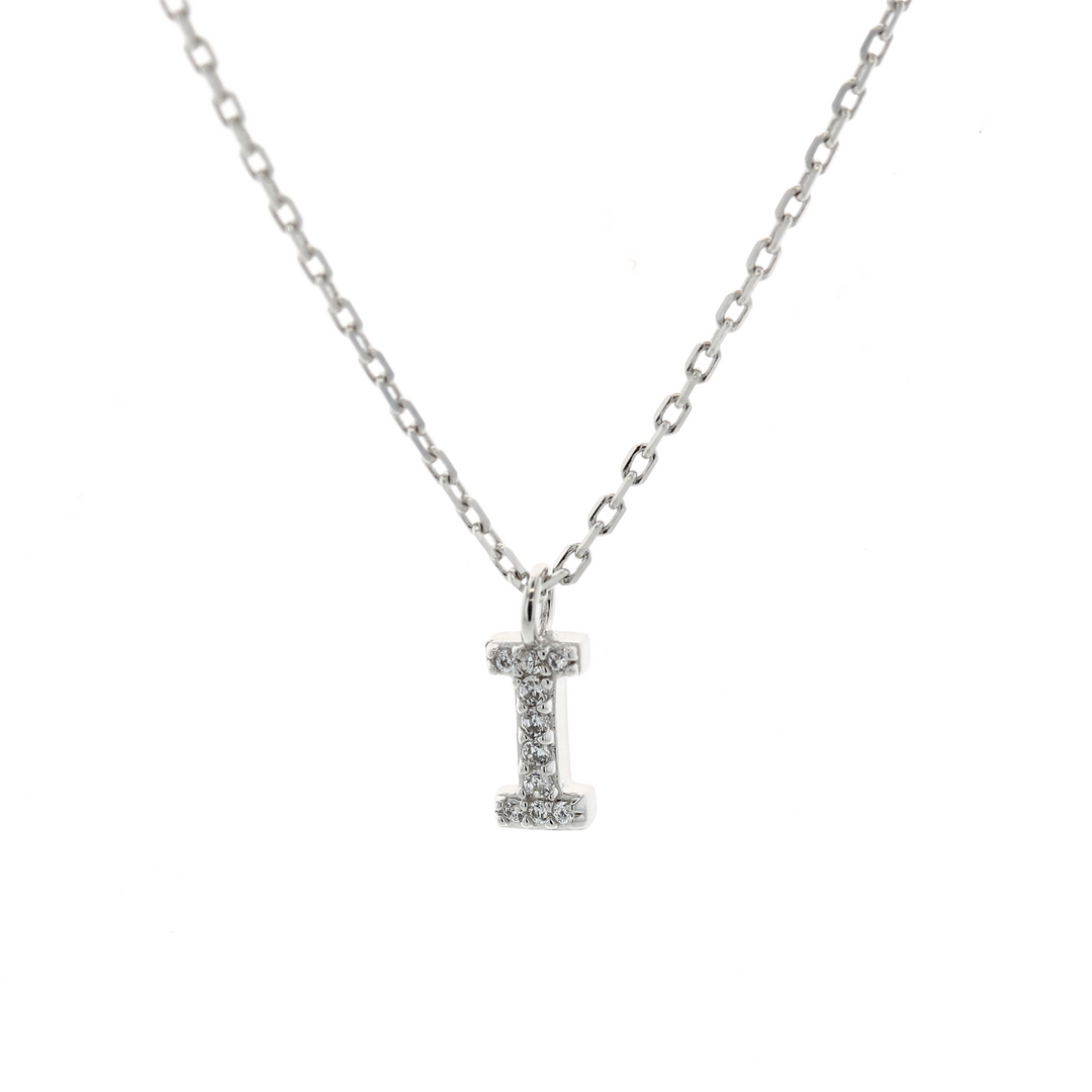 REIGN Sterling Silver Cubic Zirconia "I" 18" Necklace
