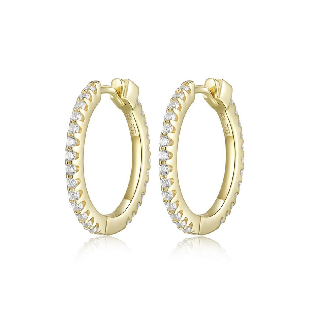 ELLE "Stardust" Sterling Silver Gold Plated CZ "Stardust" Hoop Earrings