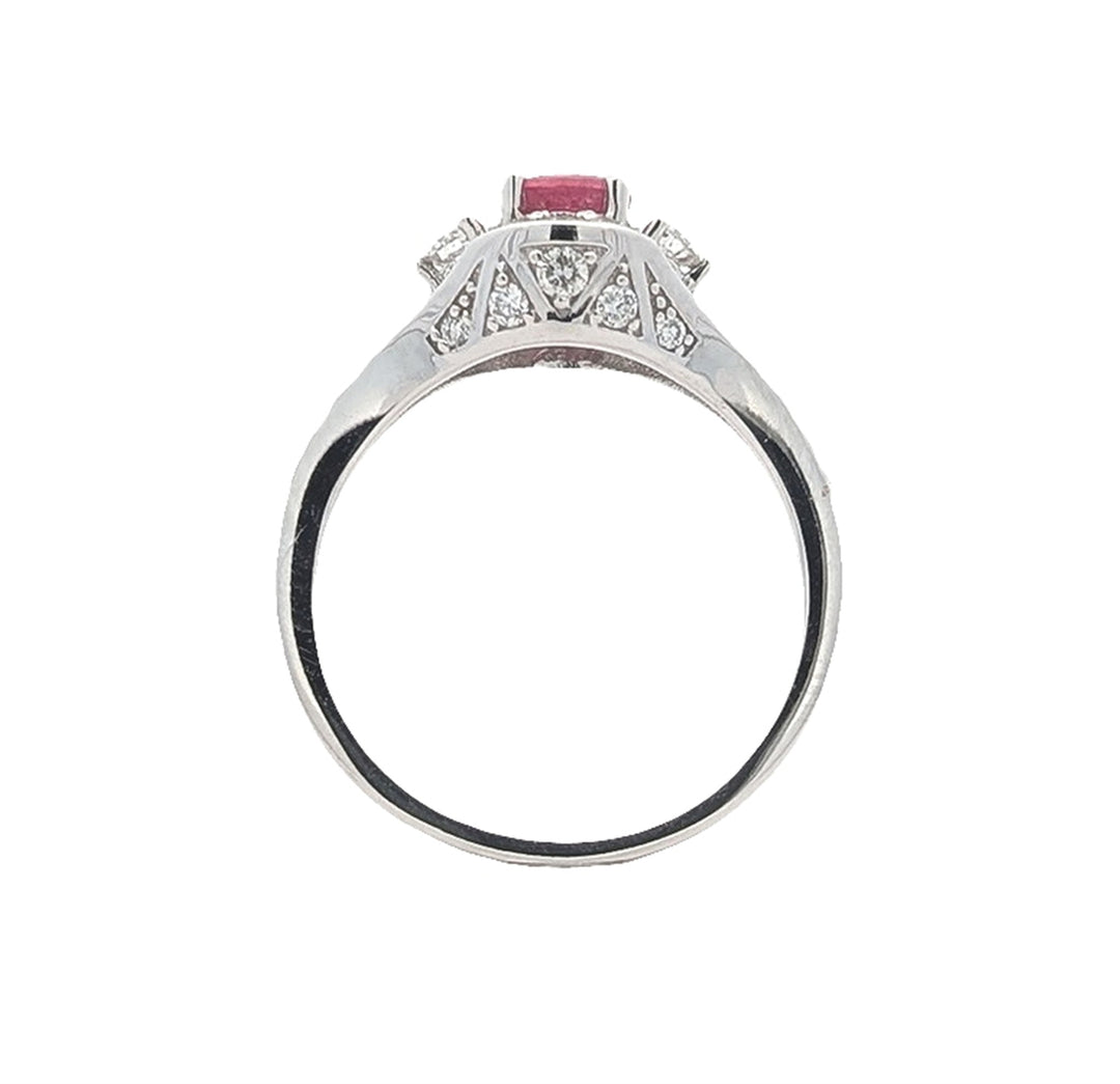 14KT White Gold Ruby Diamond Estate Ring