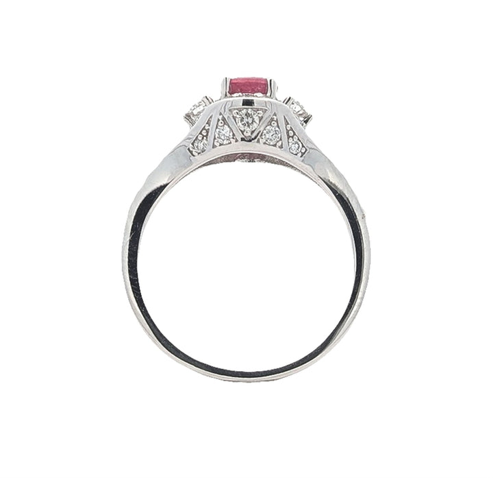 14KT White Gold Ruby Diamond Estate Ring