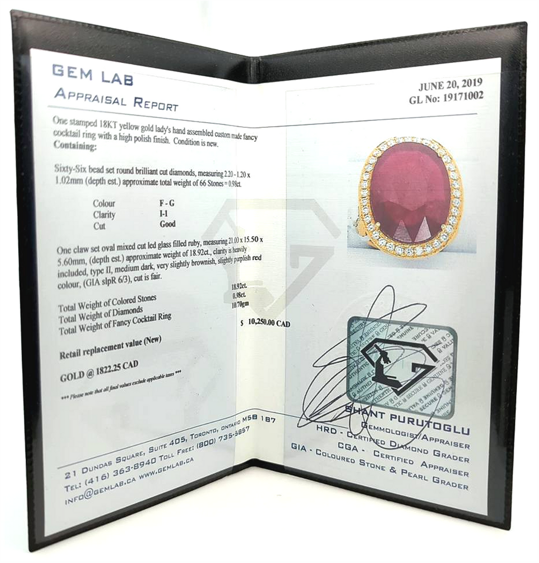 18KT Yellow Gold Ruby Diamond Estate Ring