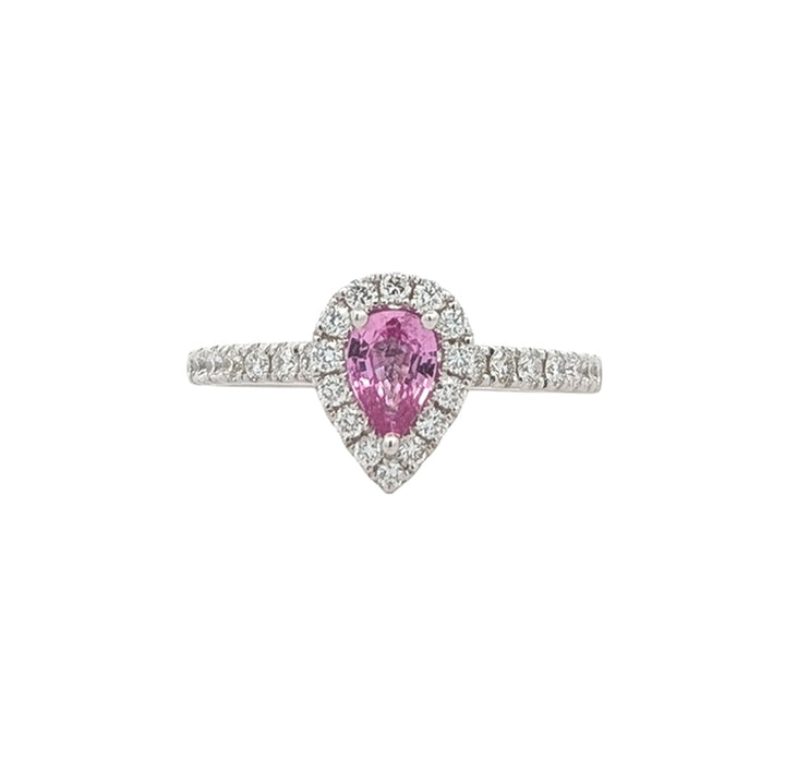 18K White Gold 0.39ctw Diamond Pink Sapphire Ring