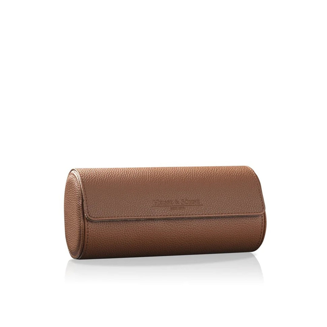 HEISSE & SOHNE "Charles 3" Triple Watch Roll in Brown & Cream