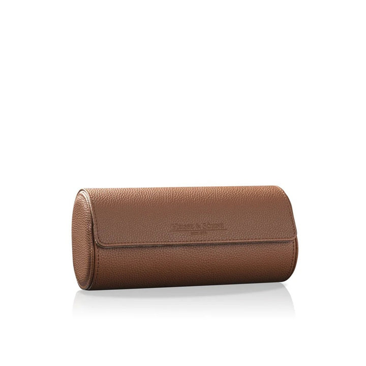 HEISSE & SOHNE "Charles 3" Triple Watch Roll in Brown & Cream
