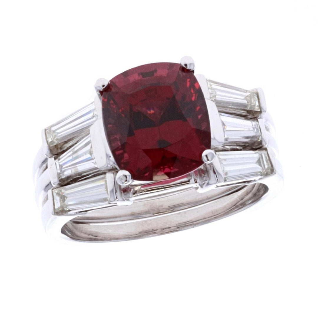 14KT White Gold Natural Rhodolite Garnet and 1.26ctw Diamond Estate Ring and Matching Jacket