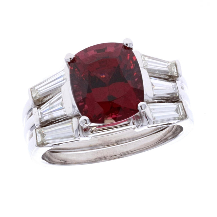14KT White Gold Natural Rhodolite Garnet and 1.26ctw Diamond Estate Ring and Matching Jacket