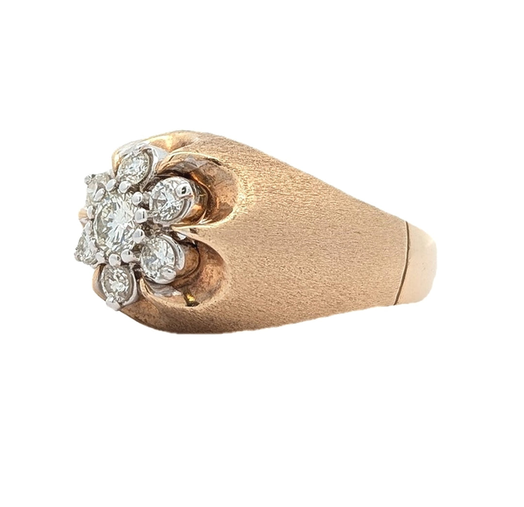 10-14KT Yellow and White Gold Estate Men's 0.77ctw Diamond Cluster Ring