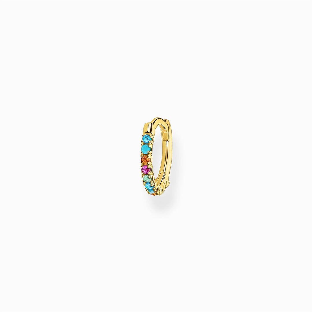 Thomas Sabo Sterling Silver Gold Plated Colourful Stones Single Hoop Earring