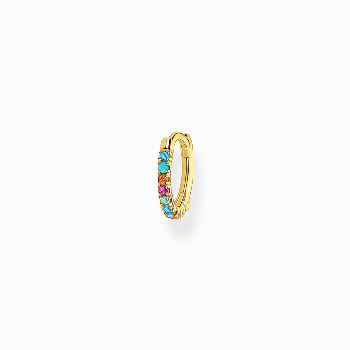 Thomas Sabo Sterling Silver Gold Plated Colourful Stones Single Hoop Earring