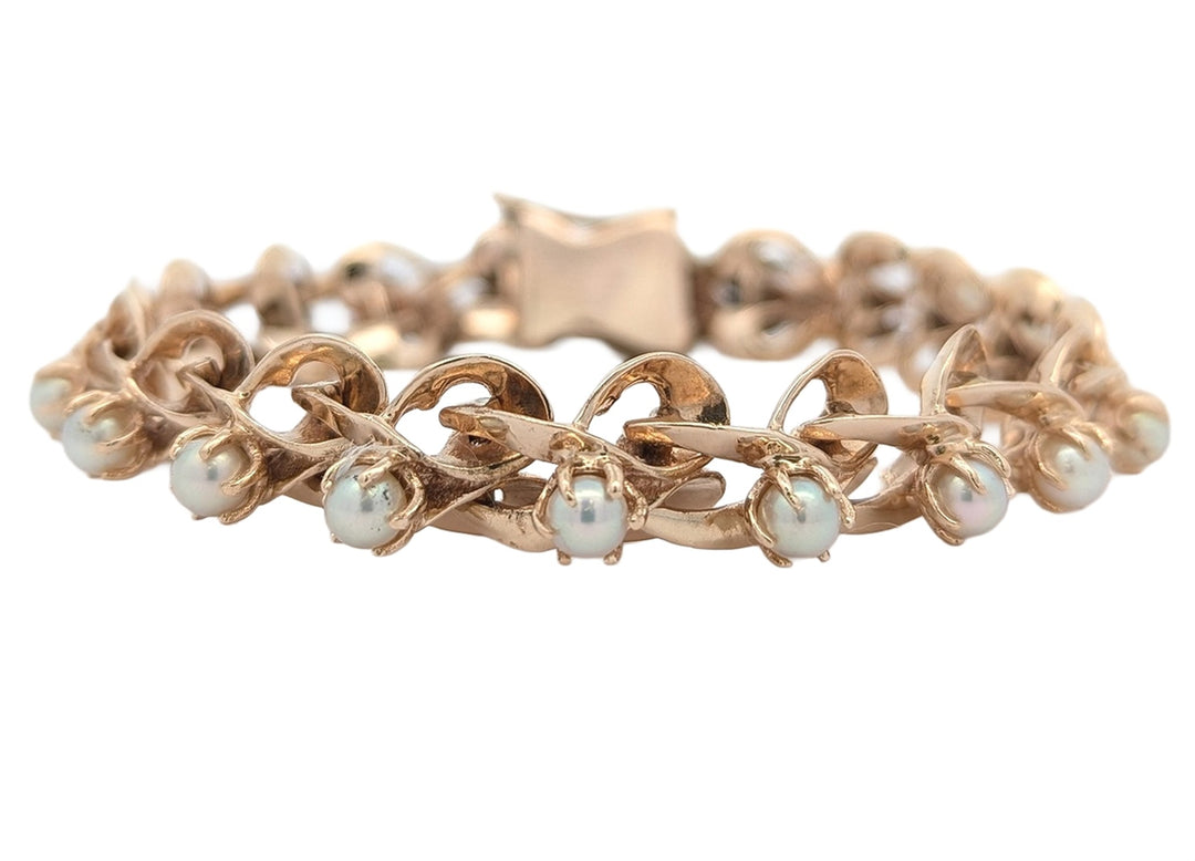 10KT Yellow Gold 7" Pearl Estate Bracelet