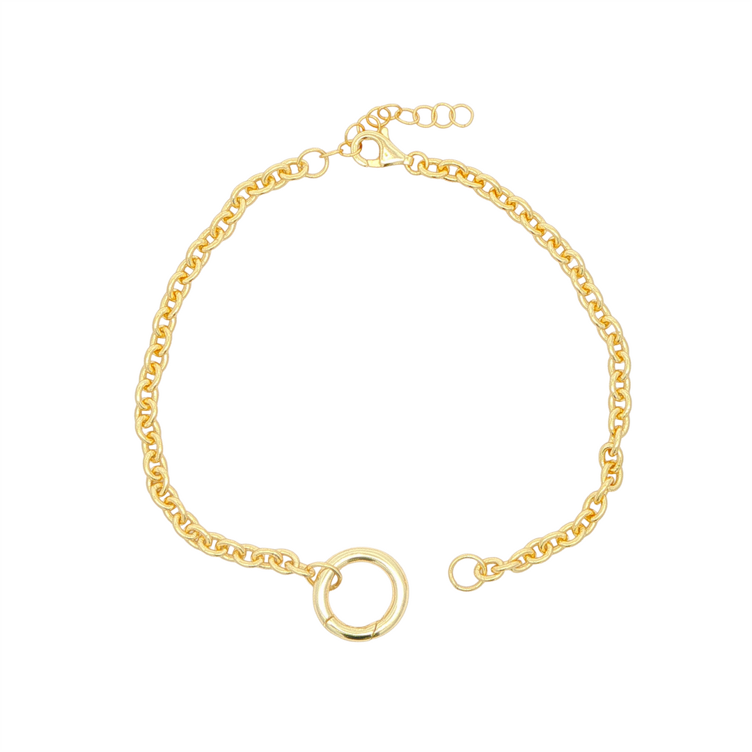 Sterling Silver Gold Vermeil 12mm Rolo 7.5" Bracelet