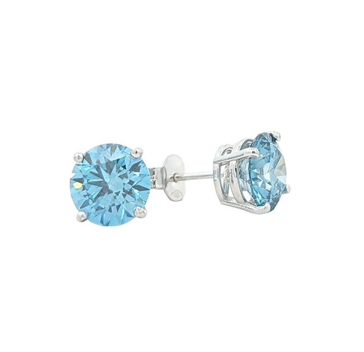 14KT White Gold 4.02ctw Lab Grown Blue Diamond Stud Earrings
