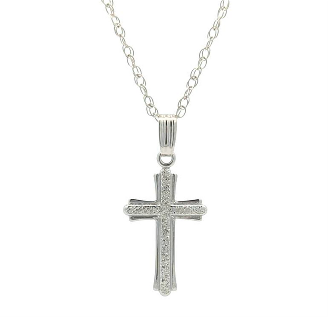 14KT White Gold 18" Cross Necklace