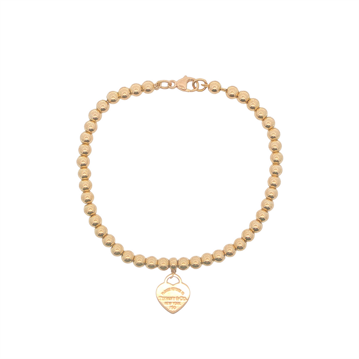 18KT Rose Gold "Tiffany" Bead Link Estate Bracelet 7"