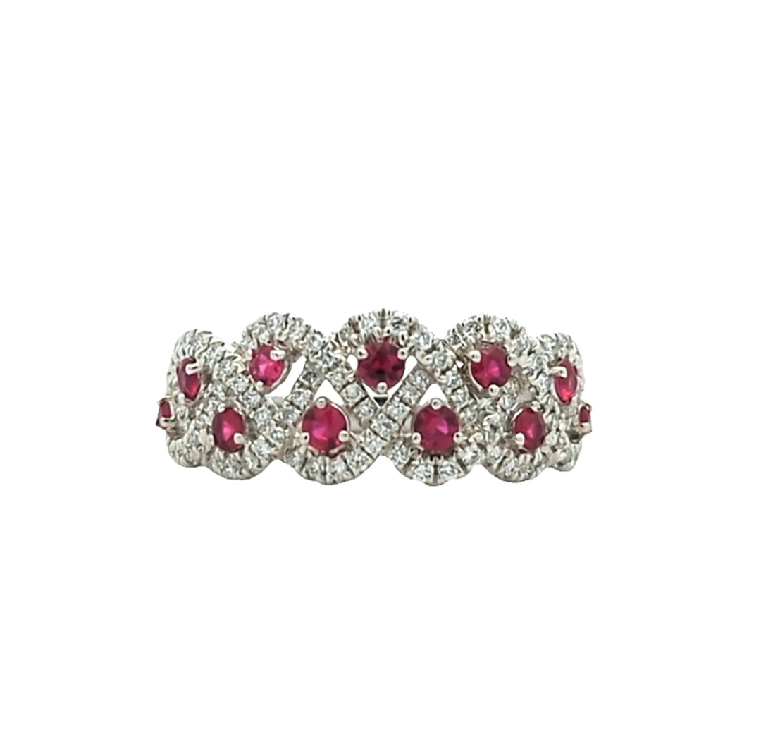 18K White Gold Diamond And Ruby Ring