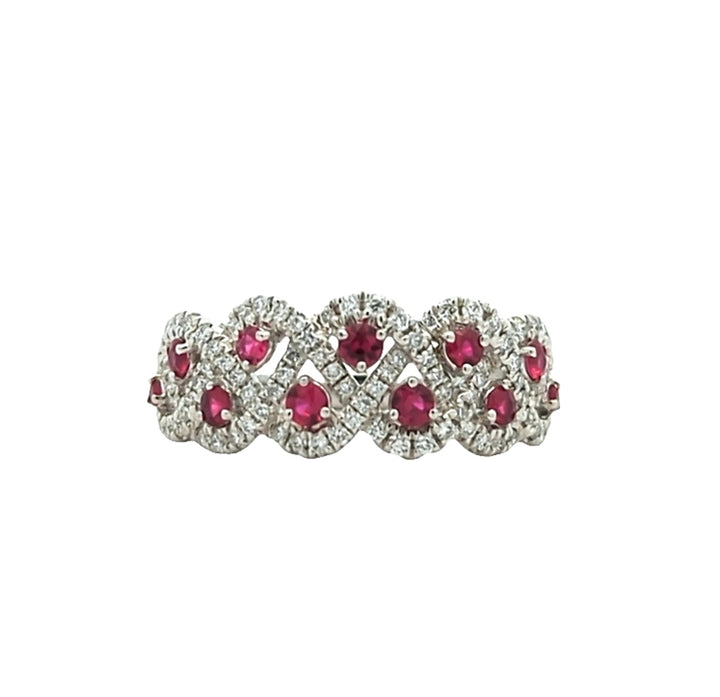 18K White Gold Diamond And Ruby Ring