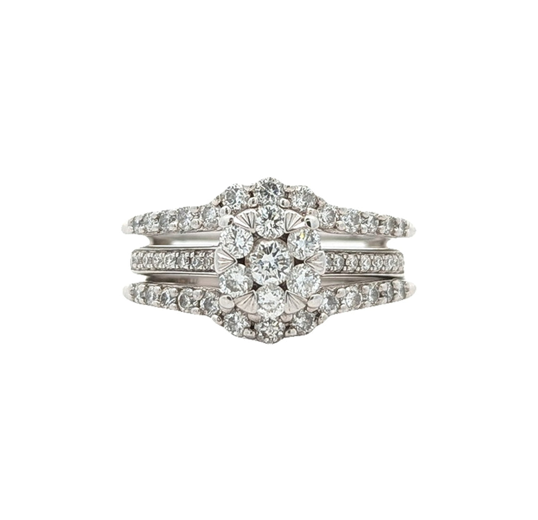 14KT White Gold 1.00ctw Diamond Estate Engagement Ring and Matching Cradle