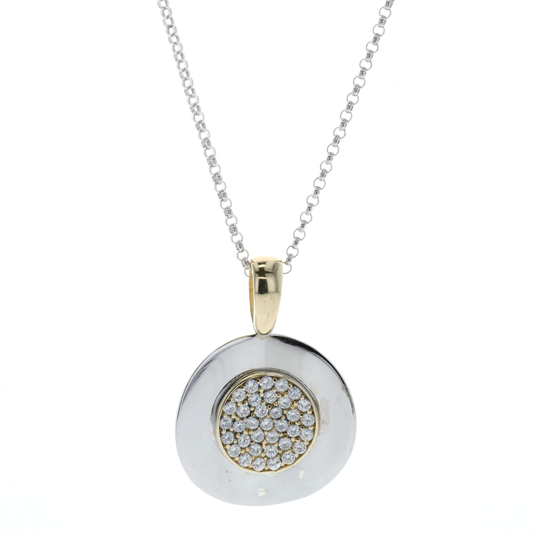 14KT Yellow and White Gold 1.40ctw CZ Cluster 17" Estate Necklace