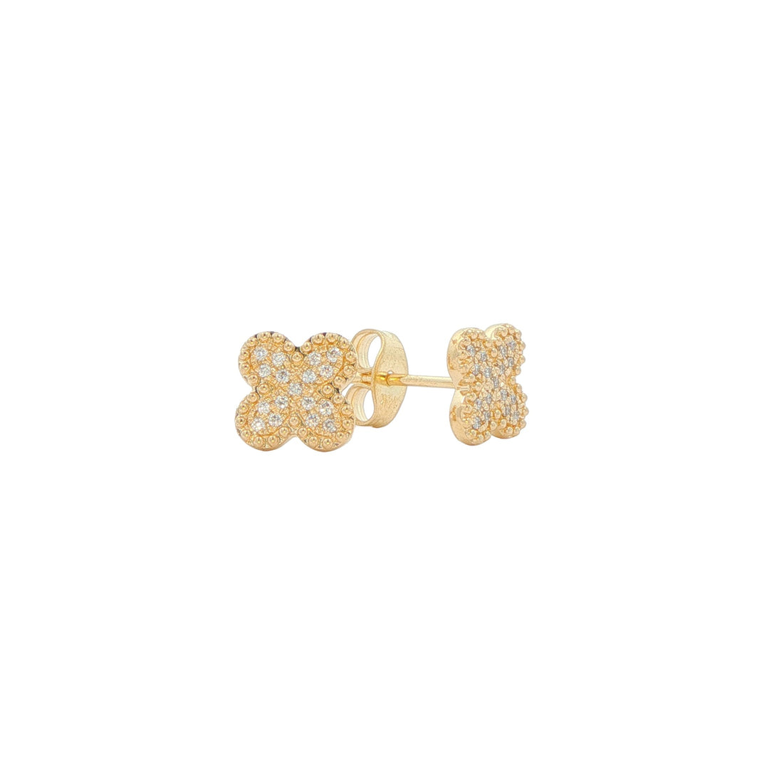 14K White Gold 0.10ctw Diamond Clover Stud Earrings