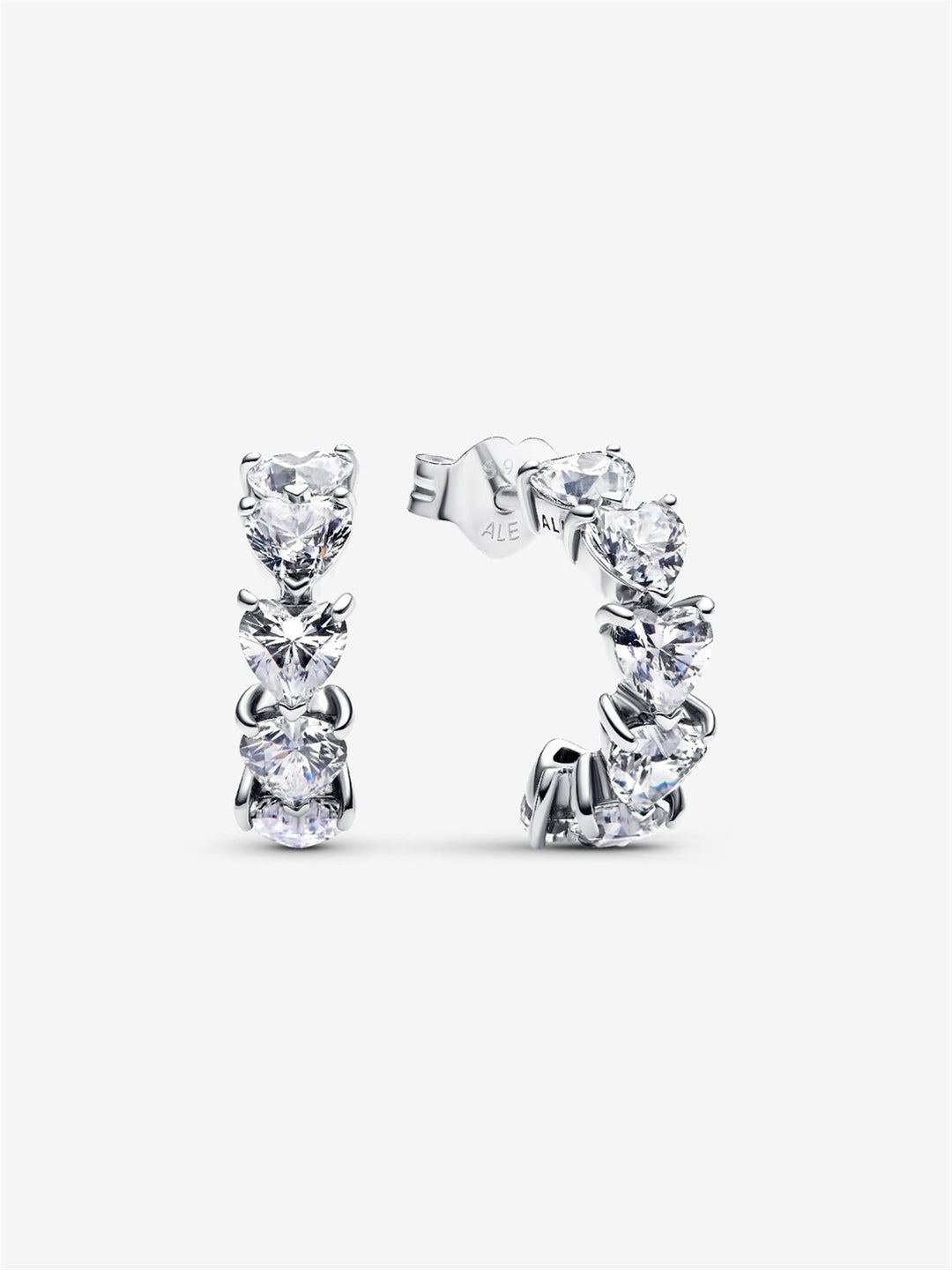 Sparkling Hearts Open Hoop Earrings