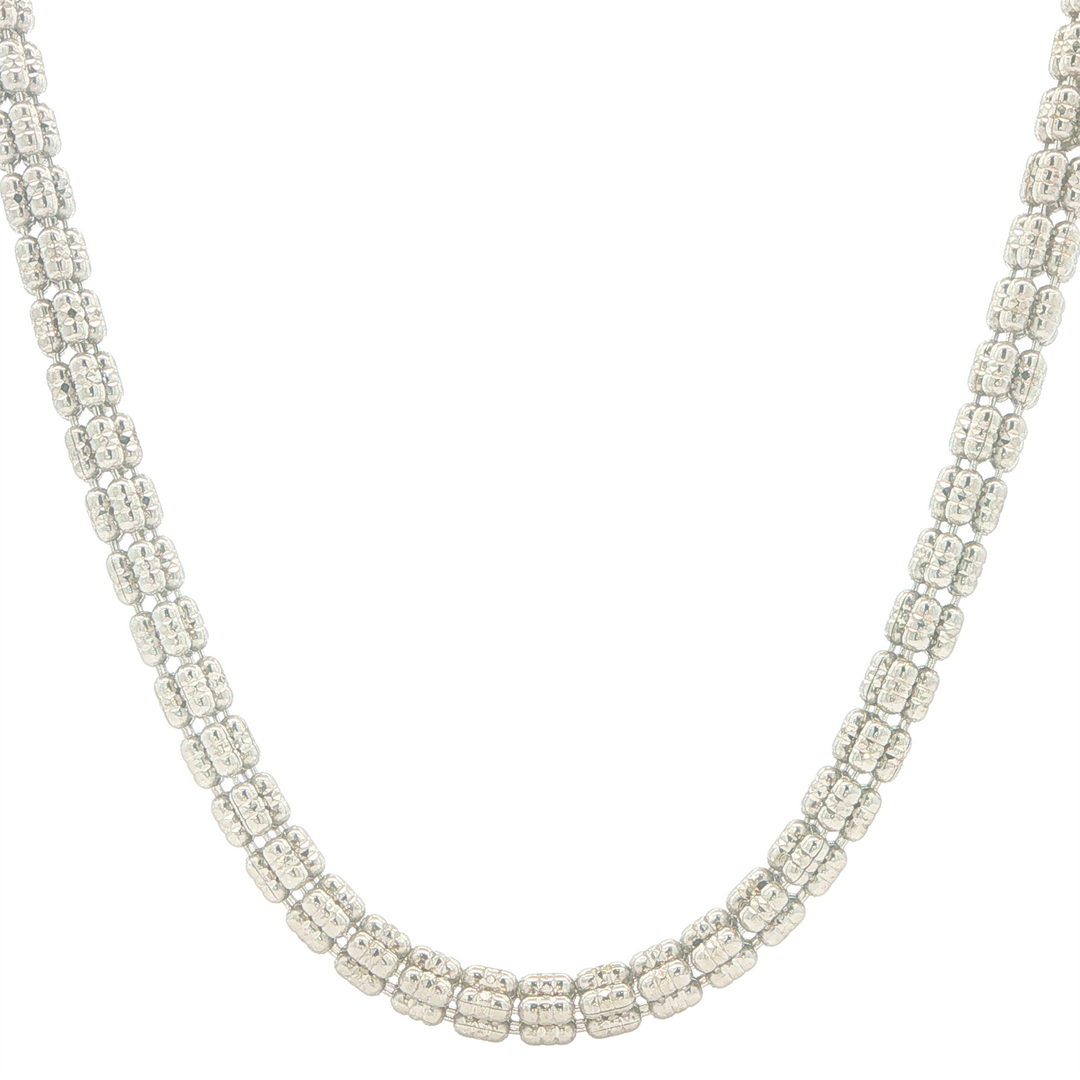 Sterling Silver with Rhodium 4.7mm Ice Chain with 5 Barrel 22"