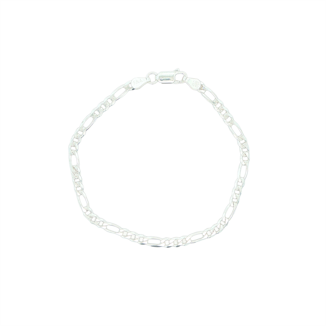 Sterling Silver 3.8mm Figaro Chain Bracelet 7.5"