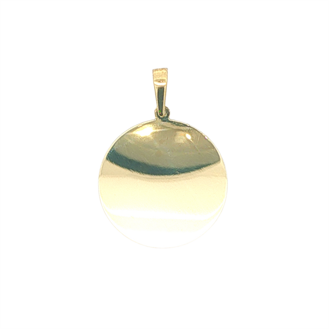 10KT Yellow  Gold Engravable Circle Tag Pendant