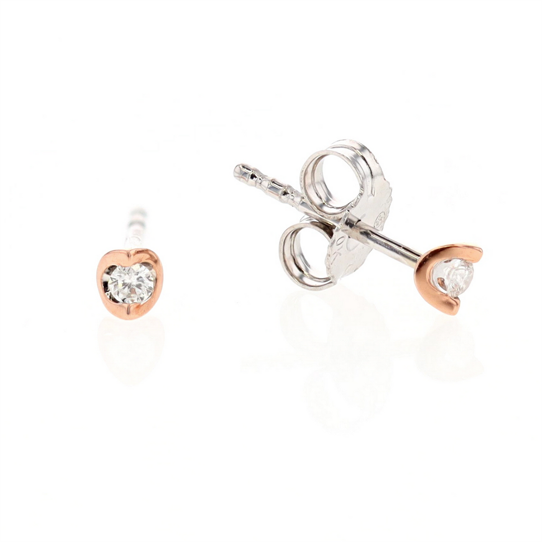10KT Rose and White Gold 0.06ctw Diamond Stud Earrings
