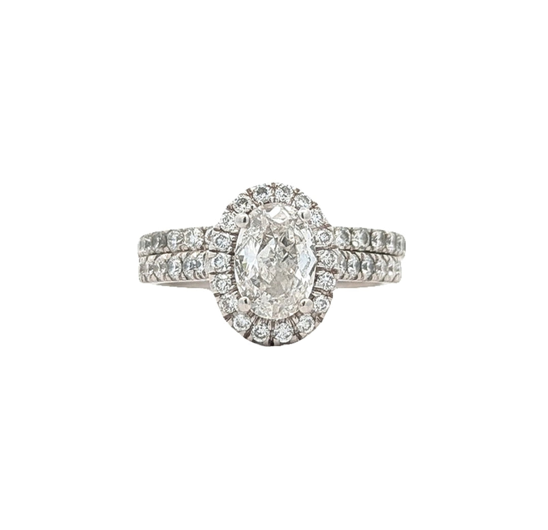14KT White Gold 2.00ctw Diamond Estate Engagement Ring and Matching Band